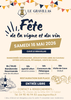 Samedi 16 mai 2026 : F�te de la Vigne et du Vin � Journ�e conviviale au caveau Le Gravillas 